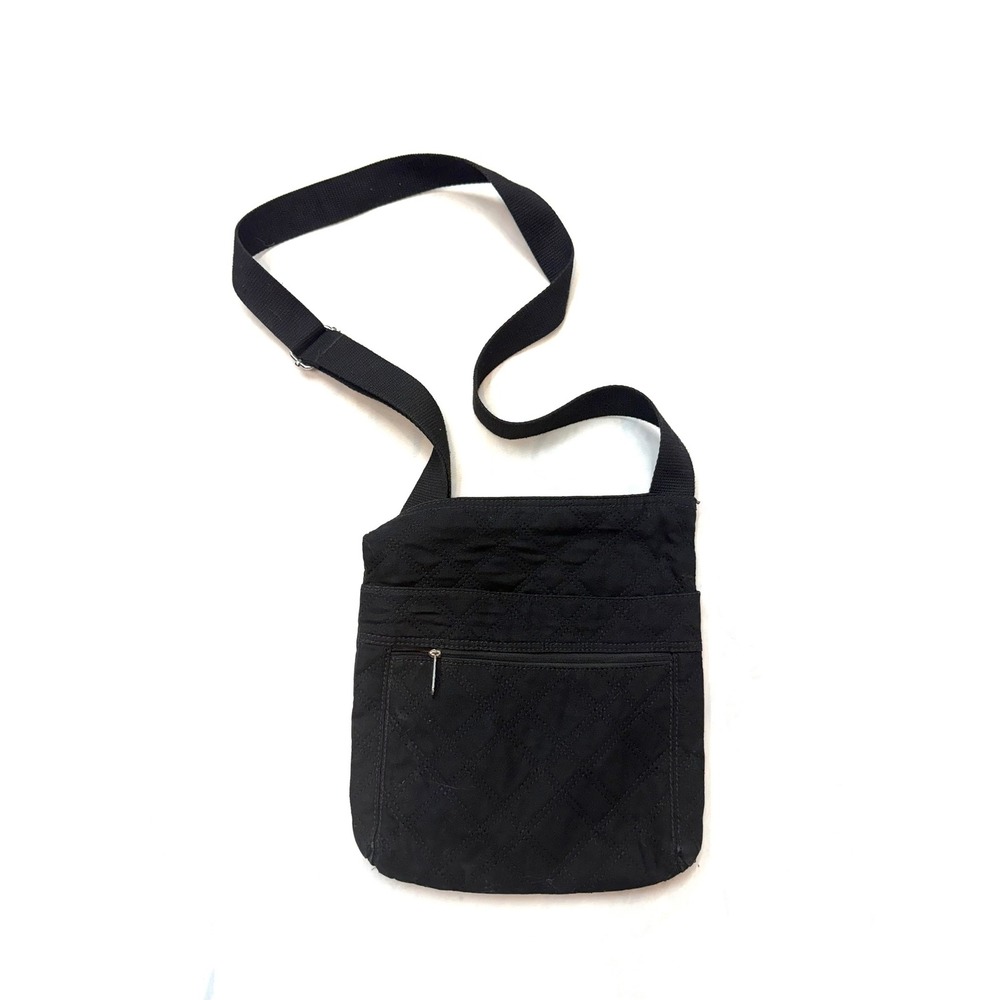 THIRTY ONE Womens Medium Black Quilted Adjustable Strap Crossbody Purse T6